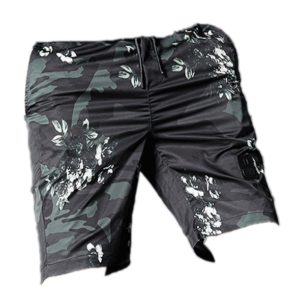 2023 Green Camou Floral Creative Elastic Drawstring Modern Mens Chino Shorts | PILAEO